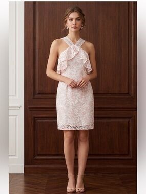 JayGodfrey White and Pink Lace Dress